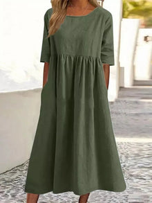 Athisia Casual Dress Woman – Leisure Dress Casual Style with Buttons & Practical Pockets