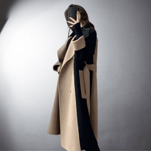 Tanya Women's Coat – Straight Cut Two-Tone with Front Closure & Mid-Thigh Length Winter