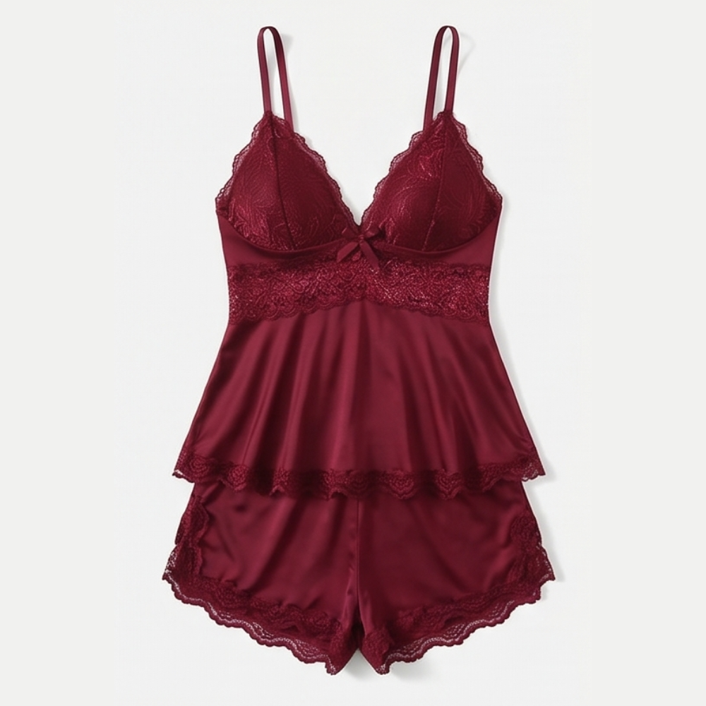 Lunella – Women's Tiered Lace Cami Pyjama Set