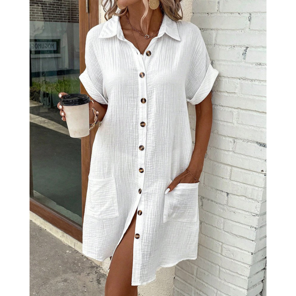 Dress Shirt Woman Gabriele – Elegant Summer Dress with Marked Waist & Airy Cut