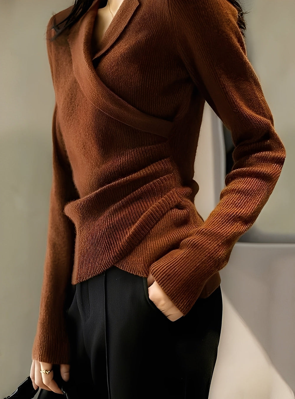 Kaelee knitted wool sweater for women – soft and warm sweater with classic cut for autumn and winter