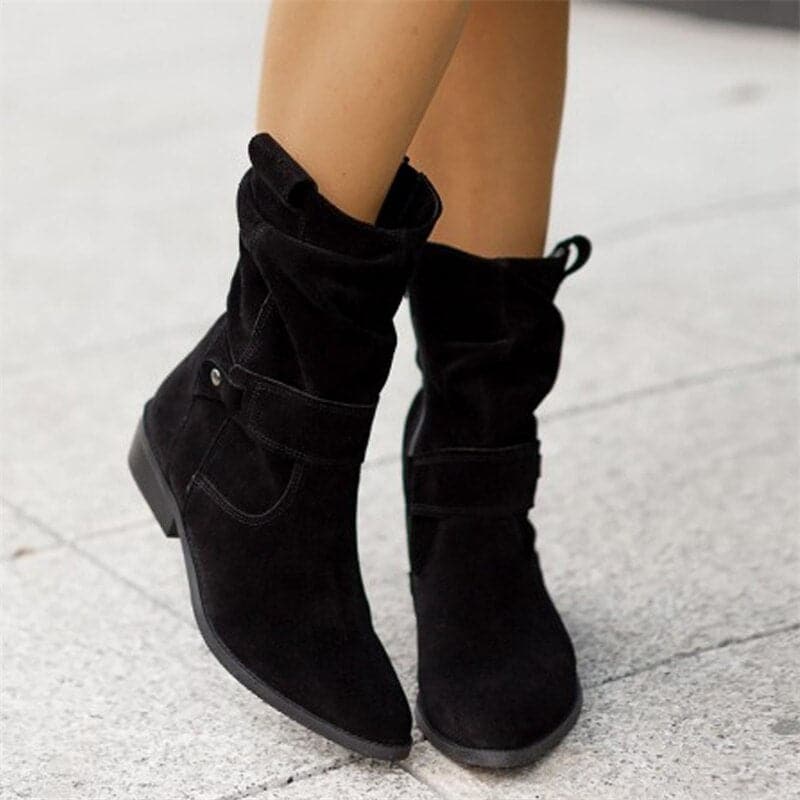 Melanie Women's Suede Ankle Boots – Elegant Comfortable Ankle Boots with Modern Block Heel