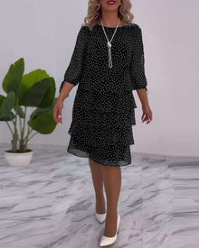 Dress Woman Yasmine – Elegant Tiered Polka Dot Dress with Airy and Feminine Cut