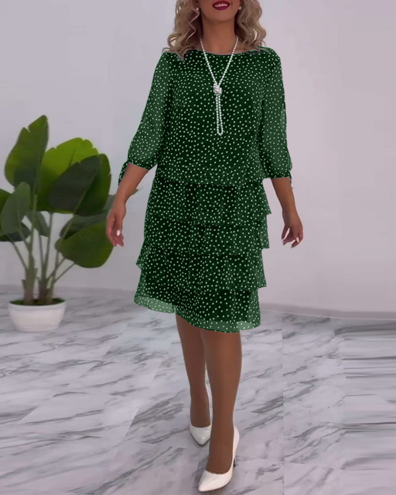 Dress Woman Yasmine – Elegant Tiered Polka Dot Dress with Airy and Feminine Cut