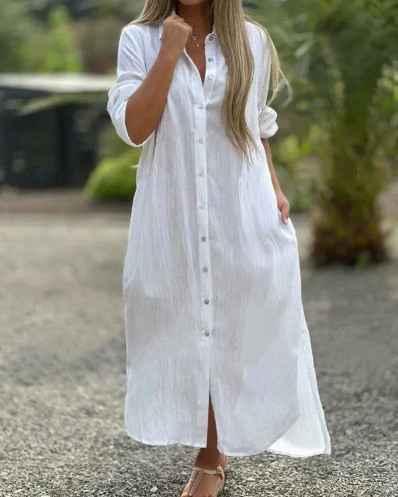 Bianca Robe Chemise Woman – Soft Italian Cotton with Classic Collar & Relaxed Fit