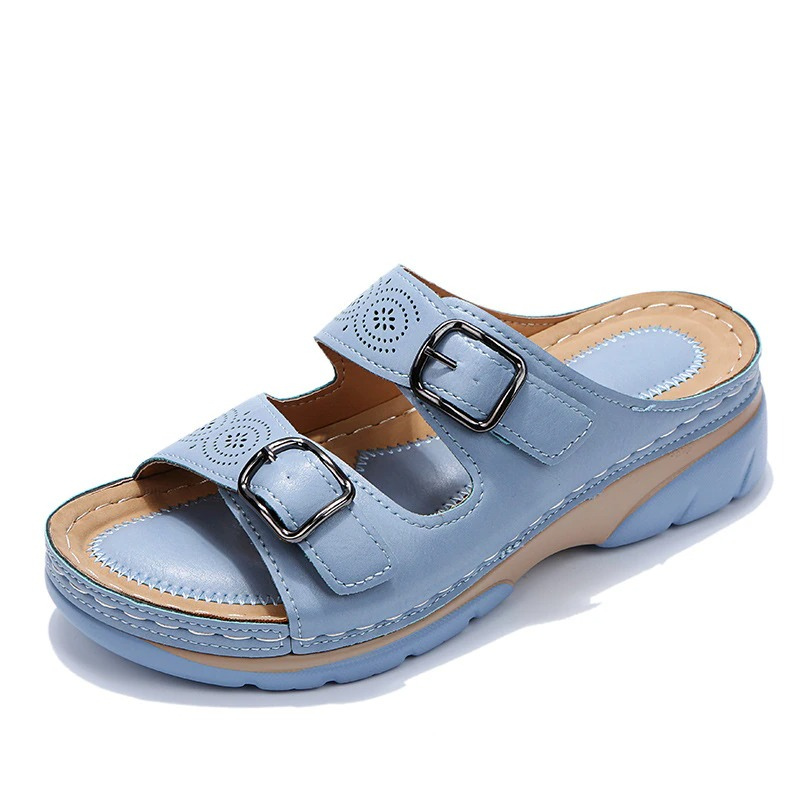 Sopia Sandales Femme – Open Toe with Adjustable Buckle Straps & Comfort Sole