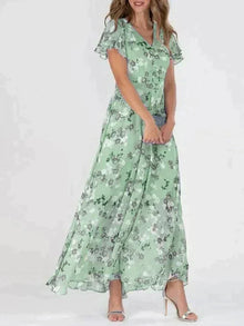 Irene Robe Maxi Femme – Flattering V Neck, Light Floral Print & Comfortable Fit