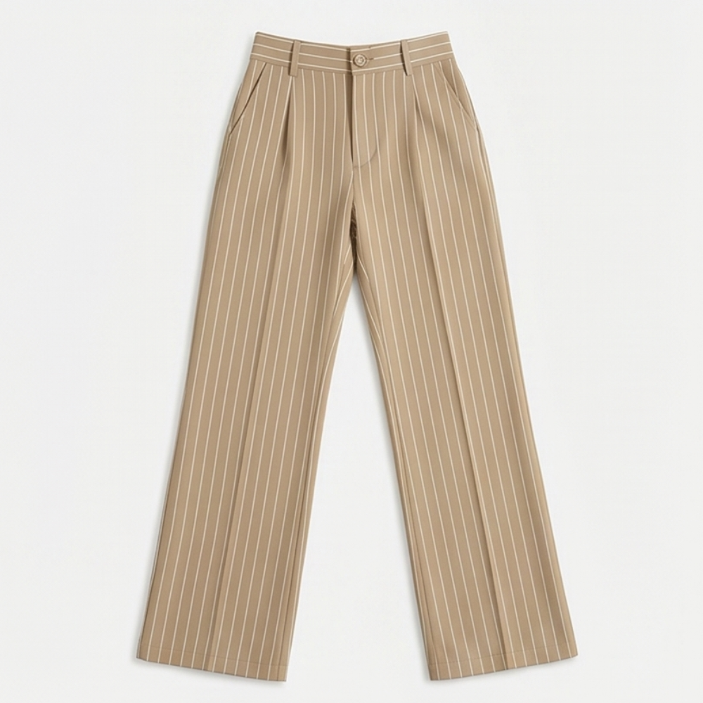 Solène High-Waisted Striped Wide-Leg Trousers for Effortless Polish