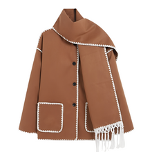 Genevieve Coat Woman – Soft Wool Coat with Scarf & Elegant Loose Fit