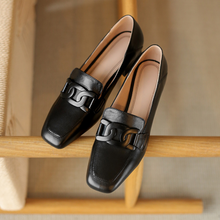 Evrynth Moccasins Women – Leather Mary Jane Shoes with Chunky Heel & Comfort