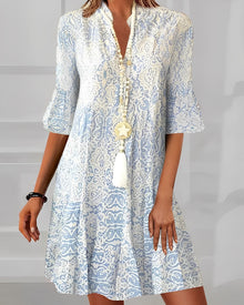 Peignoir Woman Zanda – Elegant Dressing Gown with Print with Mid-Length Sleeves & Comfortable Fit