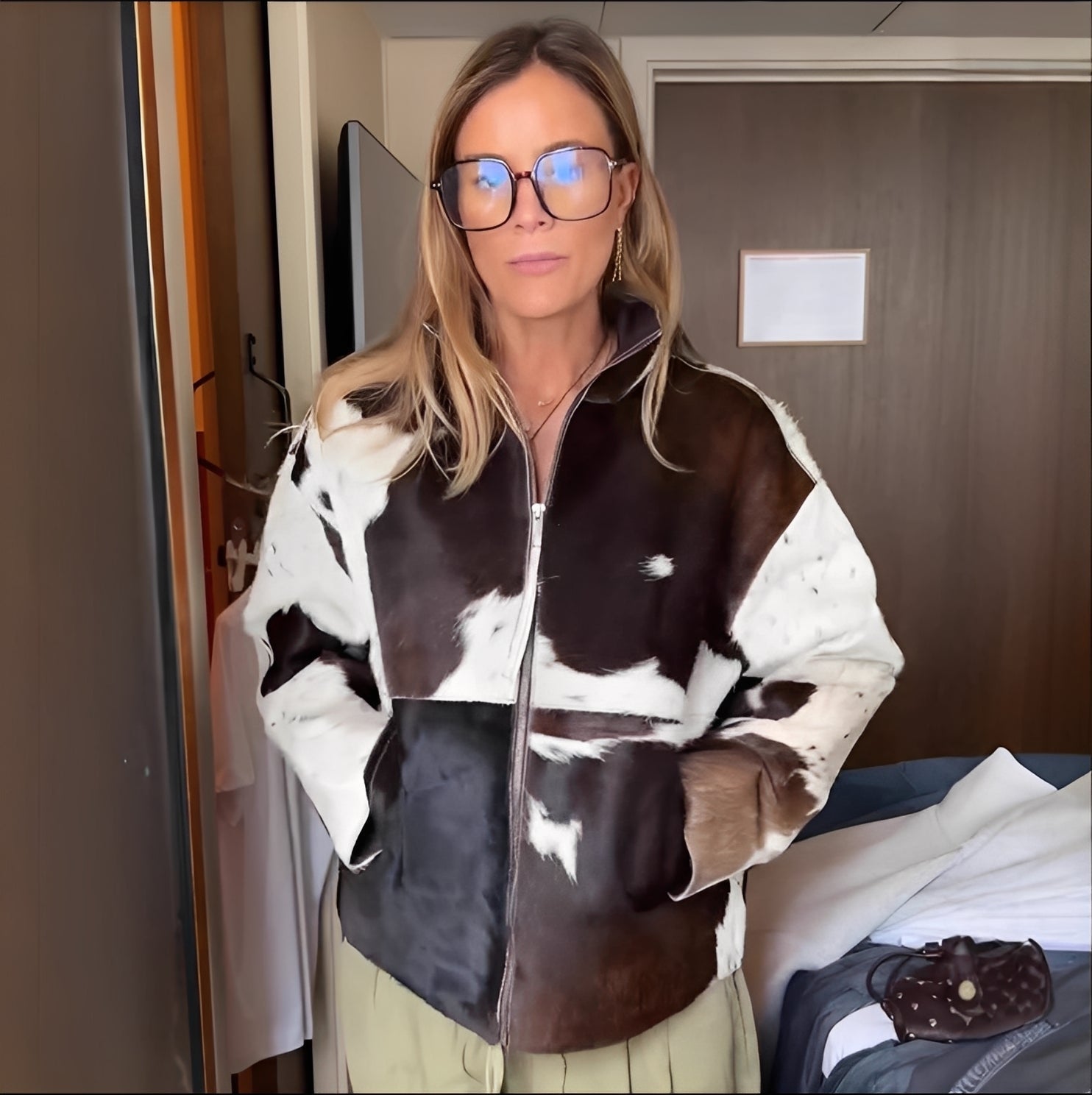 Natalia – Printed Women's Jacket – Modern Soft and Comfortable Coat with Trendy All-Over Pattern