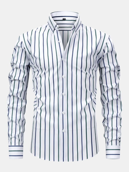Long Sleeve Striped Button-Up Shirt