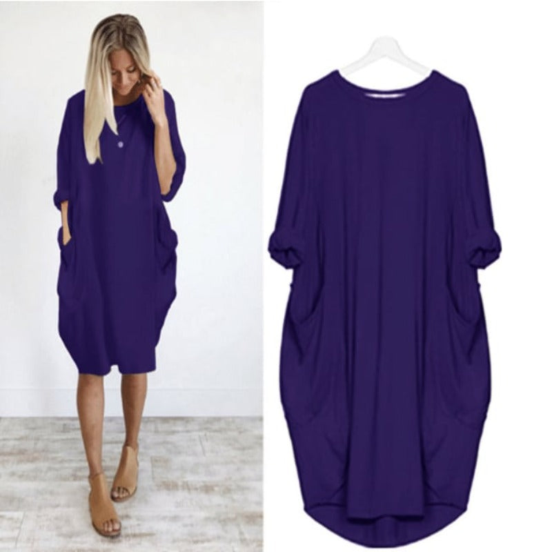 Delaney Summer Dress Woman – Lightweight Fabric, Loose Fit & Chic Round Neck