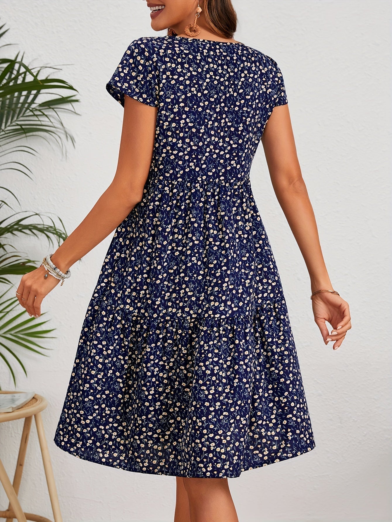 Katie Summer Dress Woman – Light Floral Dress in Polyester with Comfortable Fit