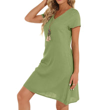 Jessa Women's Robe – Cotton Linen V-Neck, Loose A-Line Cut & Midi Summer Pockets