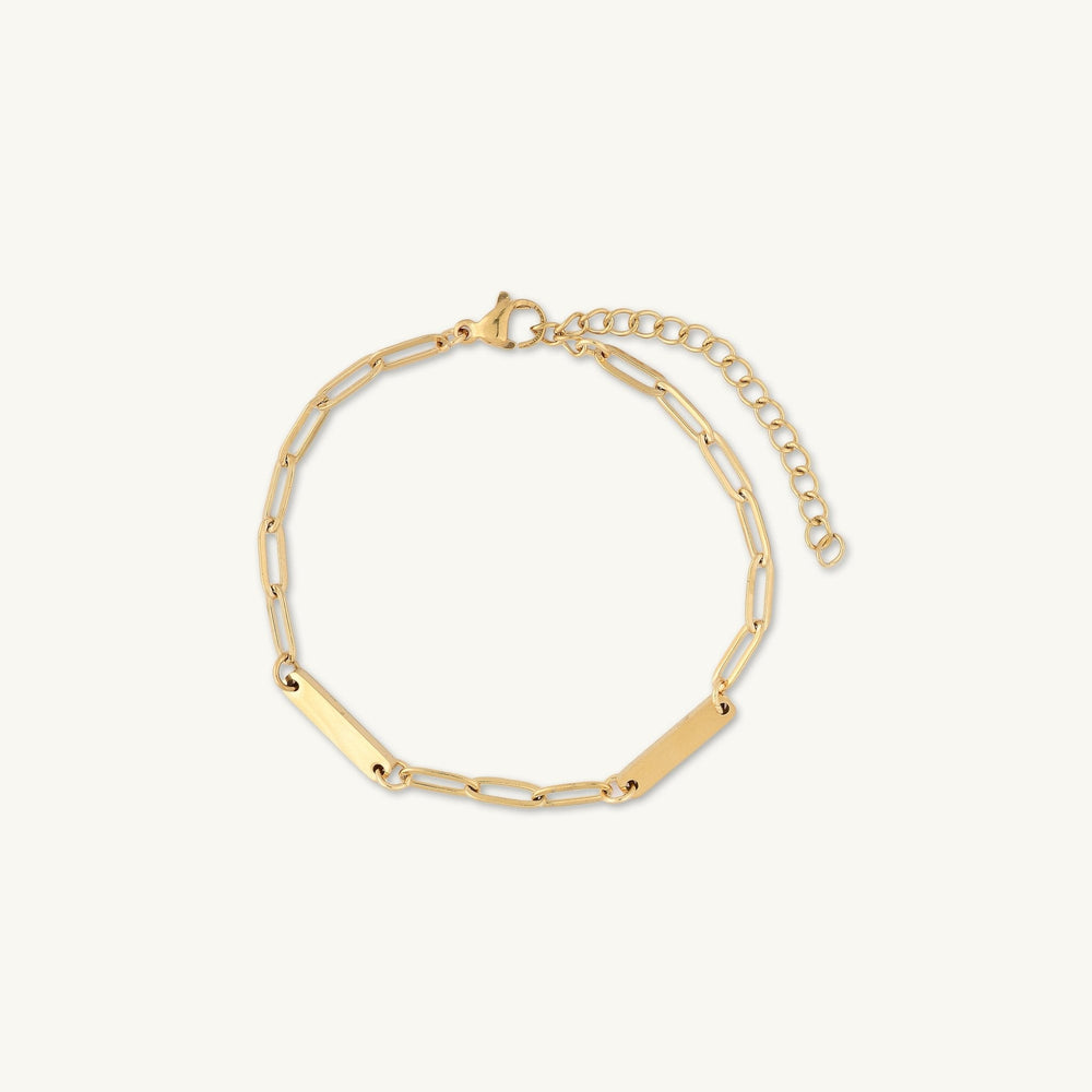 2 Bar Paper link Engraved Bracelet
