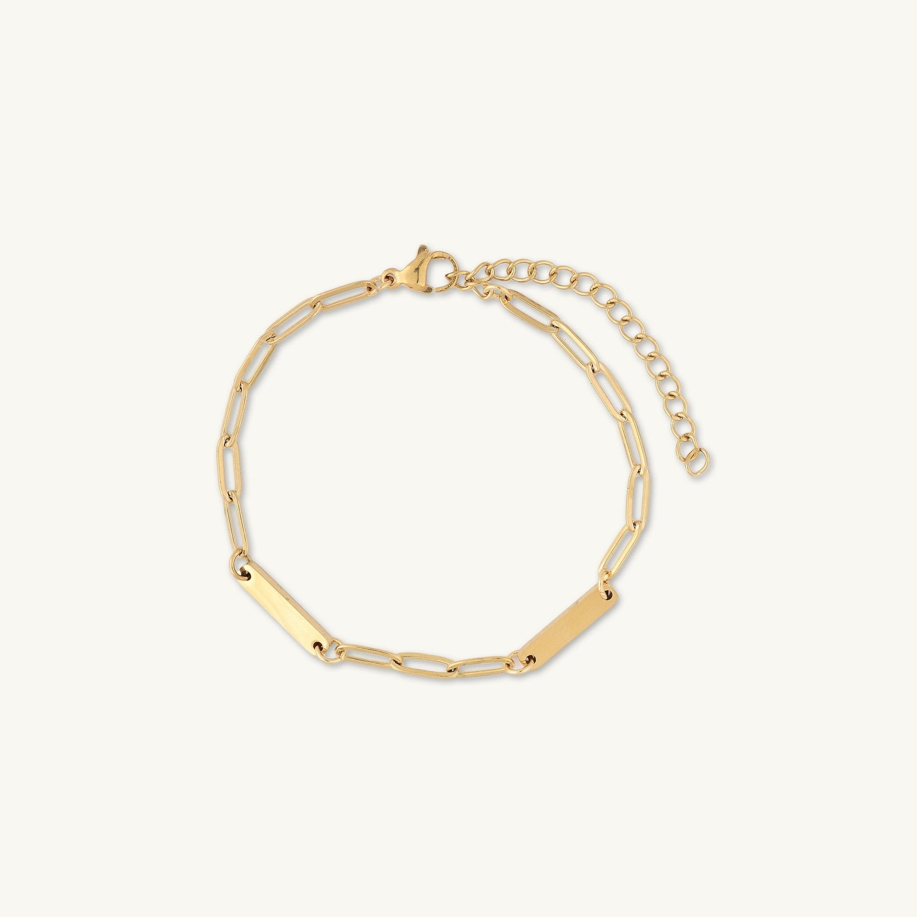 2 Bar Paper link Engraved Bracelet
