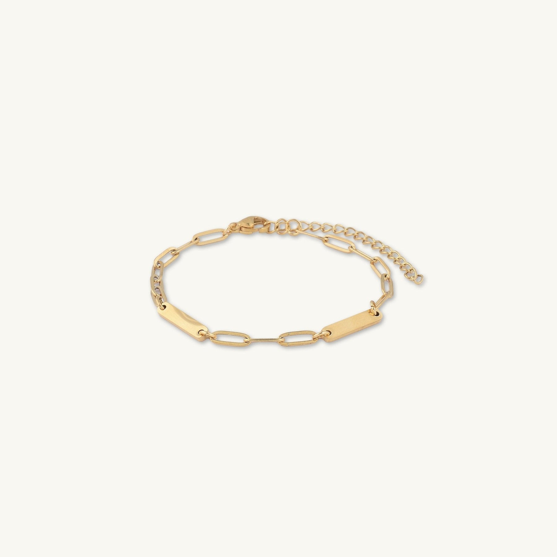 2 Bar Paper link Engraved Bracelet