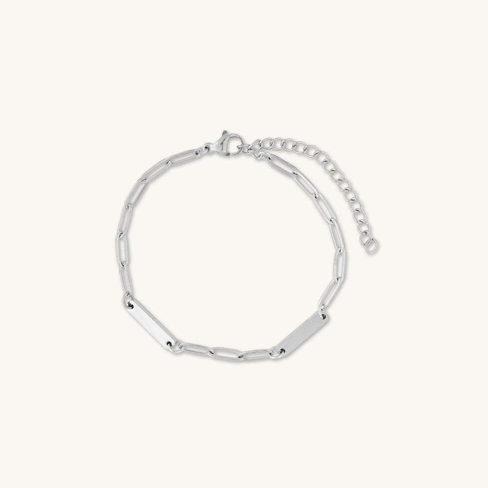 2 Bar Paper link Engraved Bracelet