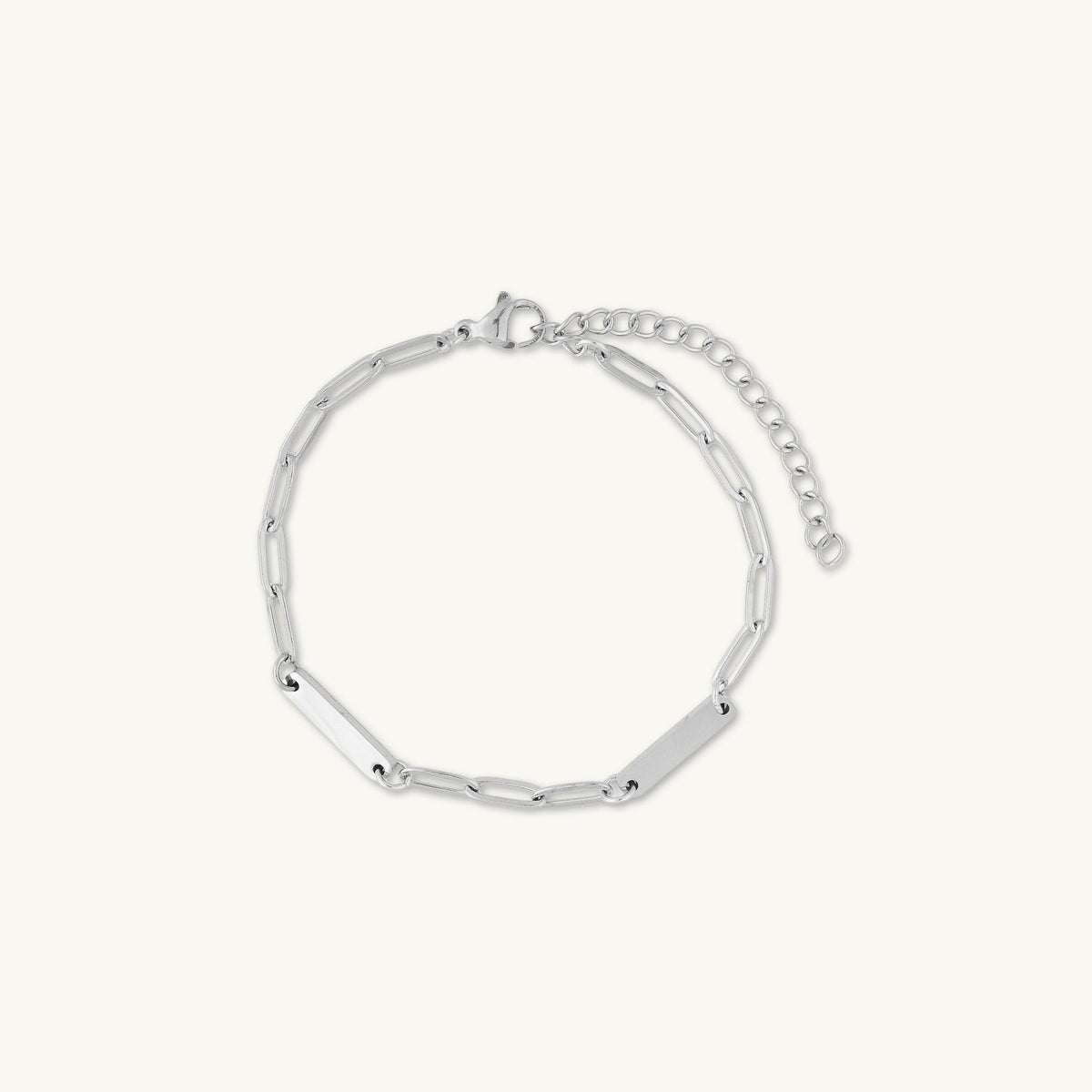 2 Bar Paper link Engraved Bracelet