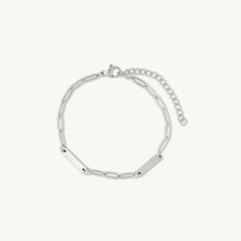 2 Bar Paper link Engraved Bracelet