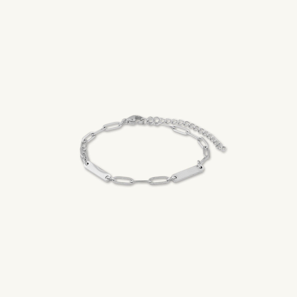 2 Bar Paper link Engraved Bracelet