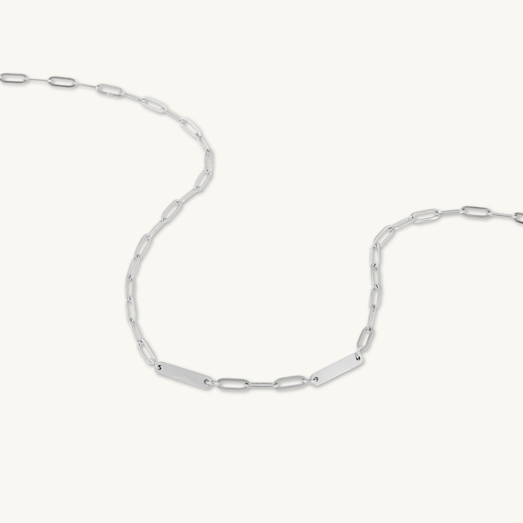 2 Bar Paper link Engraved Necklace