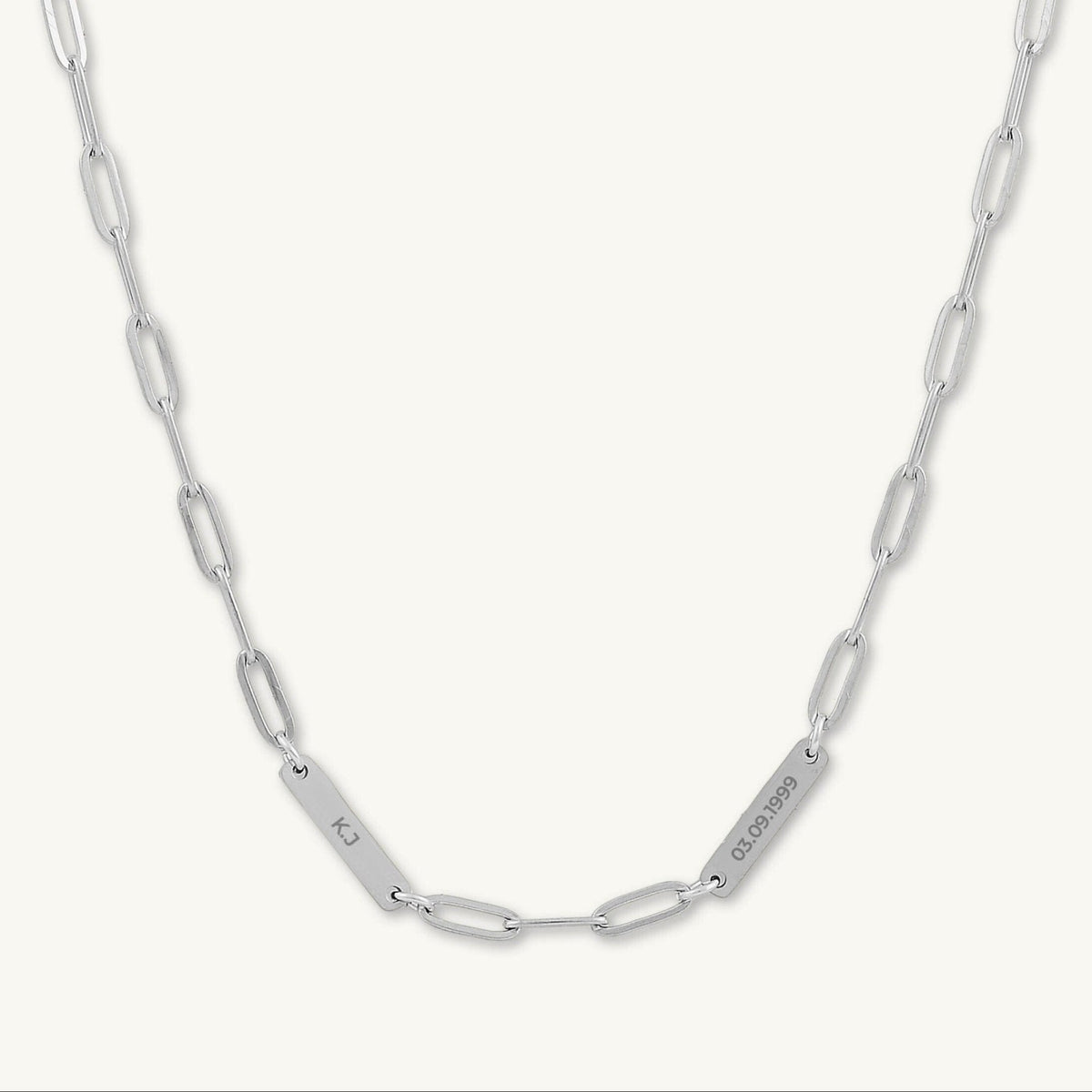 2 Bar Paper link Engraved Necklace