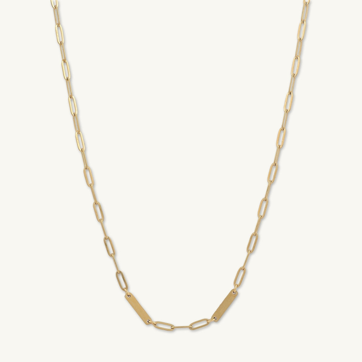 2 Bar Paper link Engraved Necklace