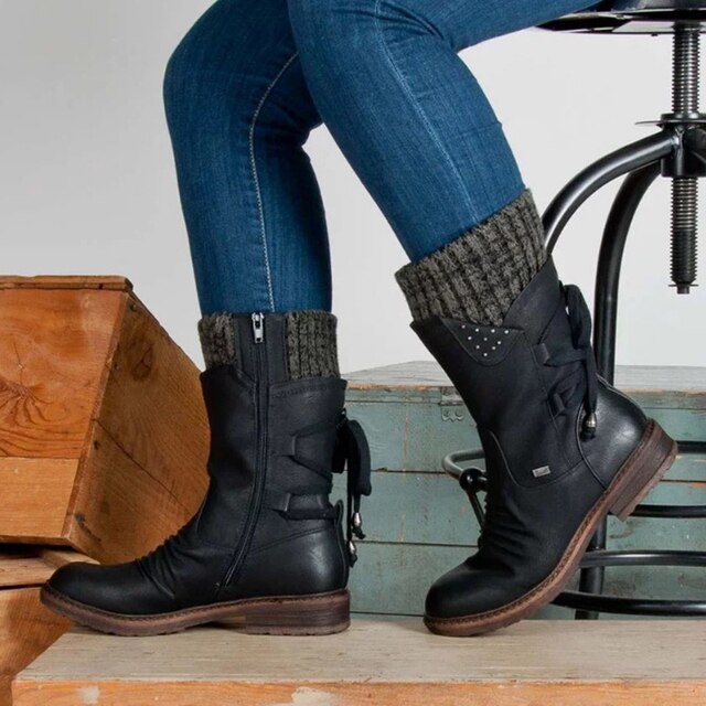 Juliana Snow Boots Women – Mid-High Winter Boots in Durable PU Leather & Sturdy Sole