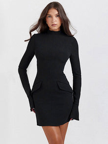 Lisa Short Robe Woman – Fitted Cut, Flared Long Sleeves & Chic Stand-up Collar