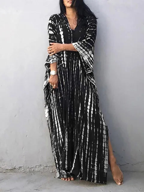 Janne Robe Caftan Long Dress Woman – Lightweight and Flowing Summer Maxi Dress with Chic Bohemian Style
