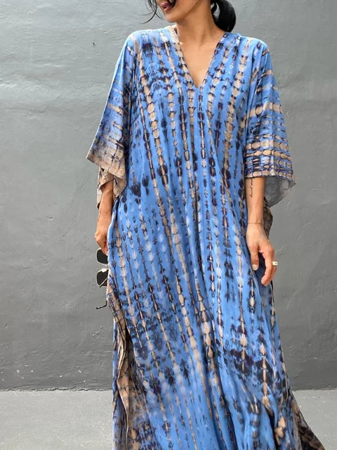 Janne Robe Caftan Long Dress Woman – Lightweight and Flowing Summer Maxi Dress with Chic Bohemian Style
