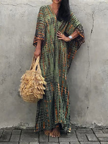 Janne Robe Caftan Long Dress Woman – Lightweight and Flowing Summer Maxi Dress with Chic Bohemian Style