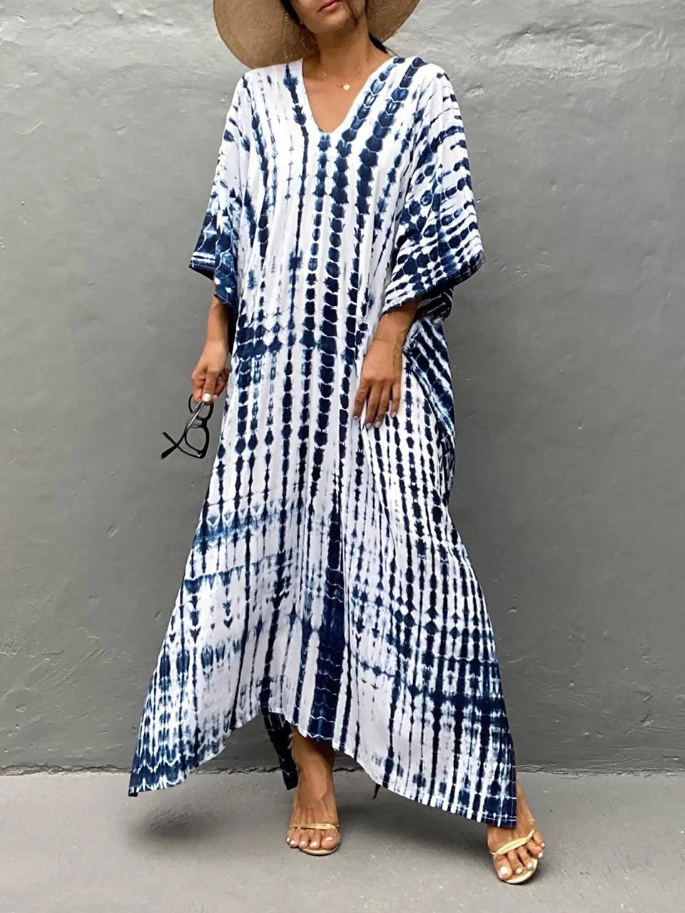 Janne Robe Caftan Long Dress Woman – Lightweight and Flowing Summer Maxi Dress with Chic Bohemian Style