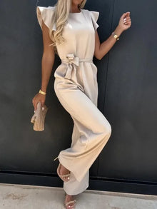 Mabel Elegant Women's Jumpsuit – Ruffle Sleeves & Comfortable Wide Cut