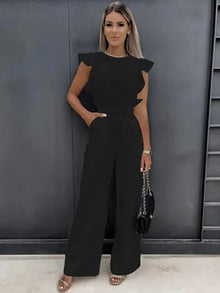 Mabel Elegant Women's Jumpsuit – Ruffle Sleeves & Comfortable Wide Cut