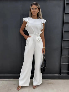 Mabel Elegant Women's Jumpsuit – Ruffle Sleeves & Comfortable Wide Cut