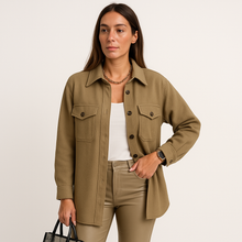 Kayleigh Women's Over Shirt – Beige Oversize with Straight Cut, Chic & Casual Style