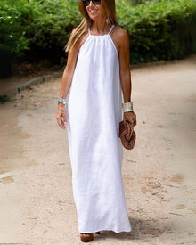 Viela Long Dress Women – Elegant Open Back in Linen Cotton for a Chic & Airy Look