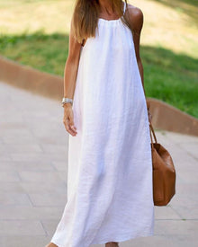 Viela Long Dress Women – Elegant Open Back in Linen Cotton for a Chic & Airy Look