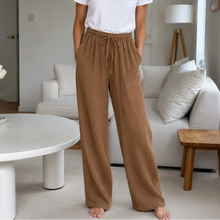 Loravie – Crinkle Wide Leg Elastic Waist Lounge Pants for Women