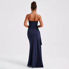 Noble Robe Longue Femme – Elegant Strapless Dress with Open Back and Flared Long Skirt