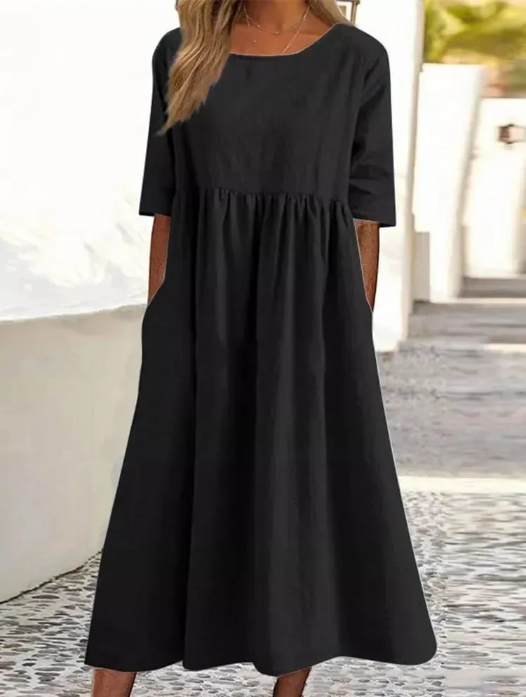 Athisia Casual Dress Woman – Leisure Dress Casual Style with Buttons & Practical Pockets