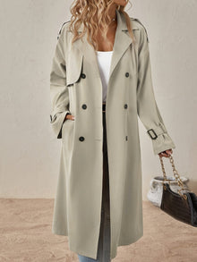 Eshita Trench for women – Elegant long coat in cotton blend with structured cut & button closure