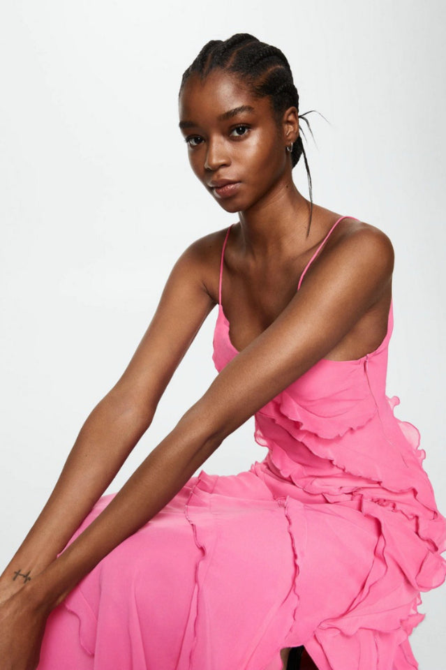 Long Dress Women Ashtine – Light Summer Dress with Ruffles and Tiered Skirt & Beach Look