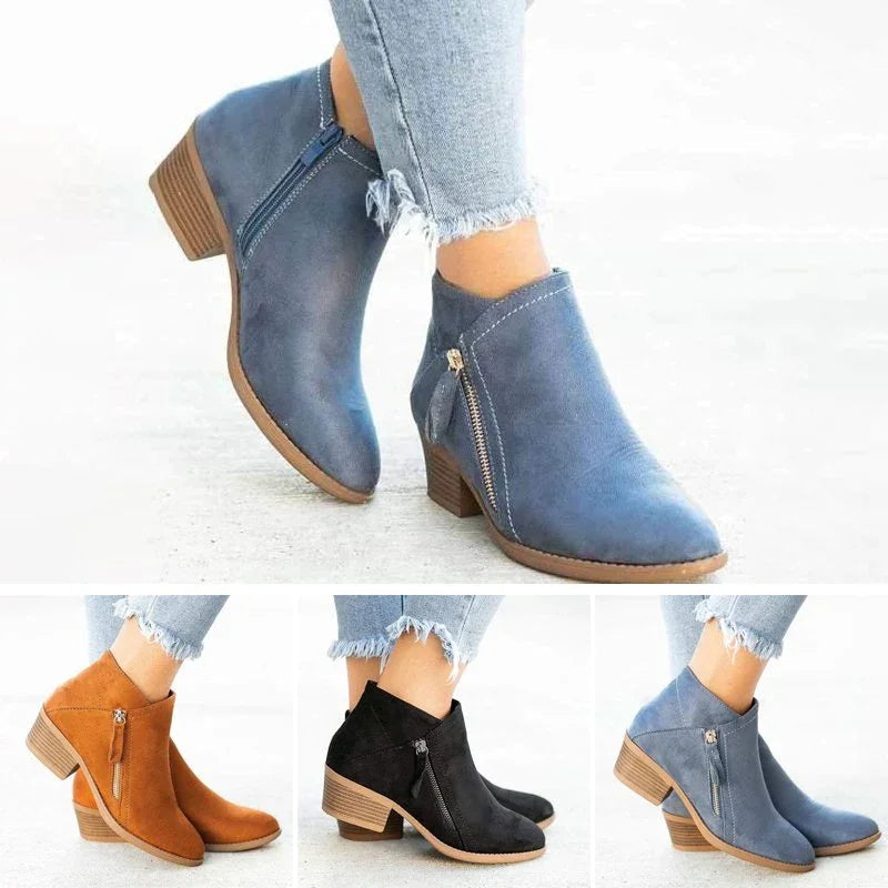 Maeve Women's Platform Boots in Suede – Elegant Leather, Optimal Comfort & Convenient Side Zip Closure