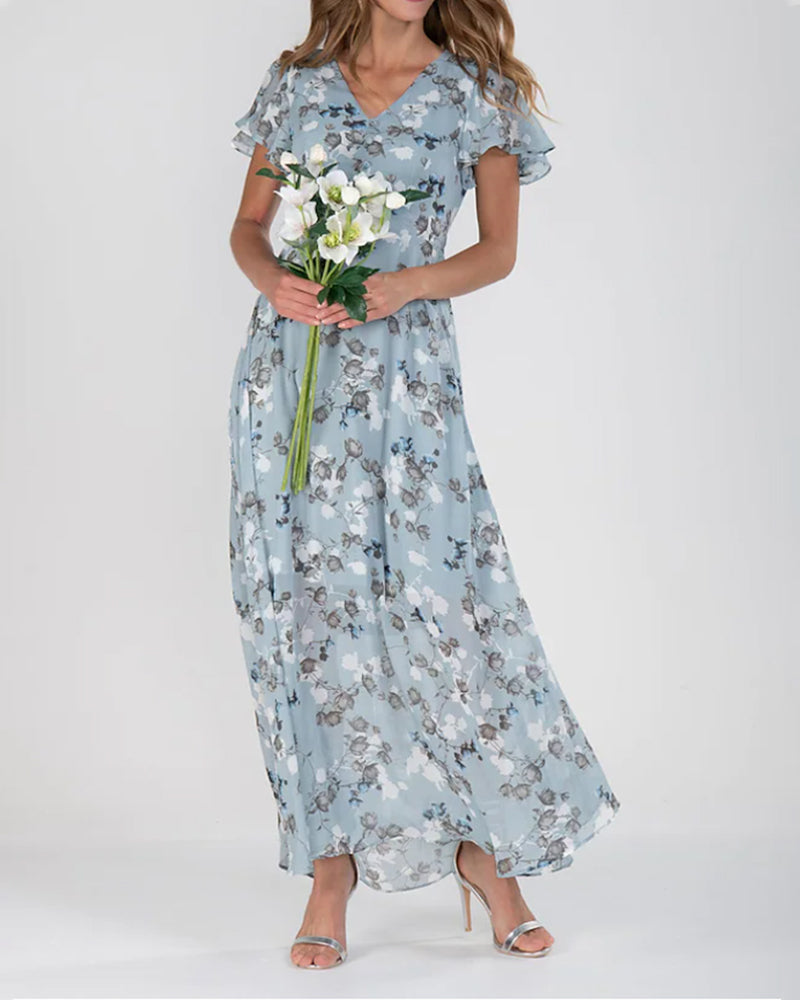 Robe Ina for Women – Elegant Chiffon Dress with Ruffles & Airy Cut for Summer or Parties