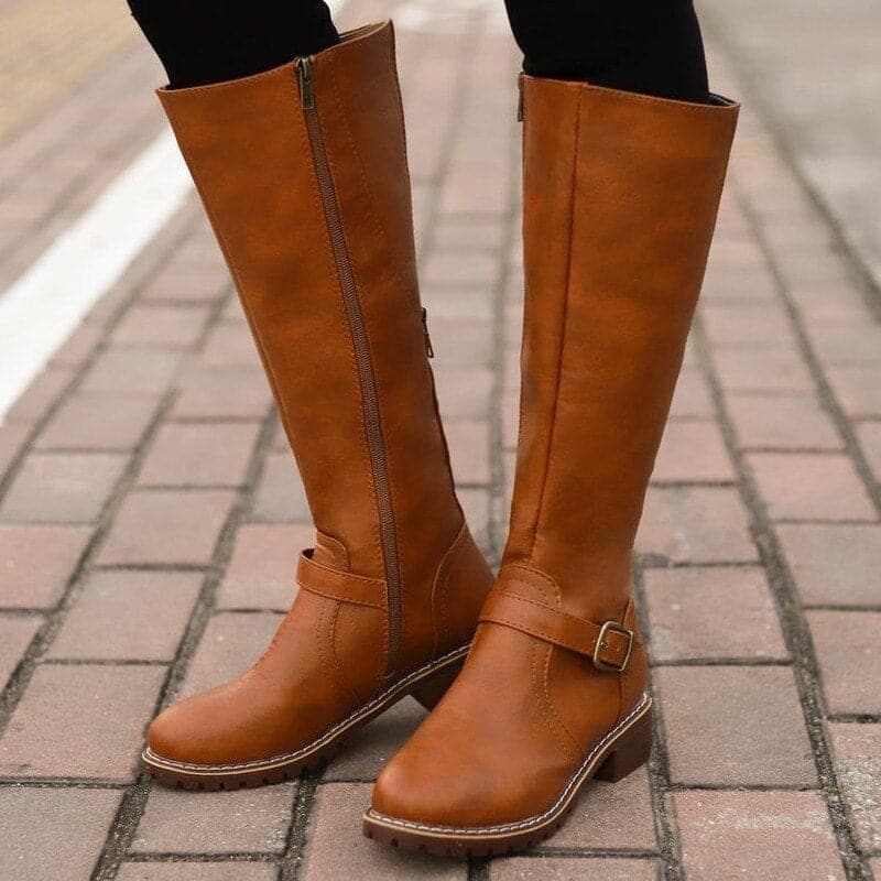 Megan Women's High Boots – Comfortable Block Heel & Elegant Round Toe